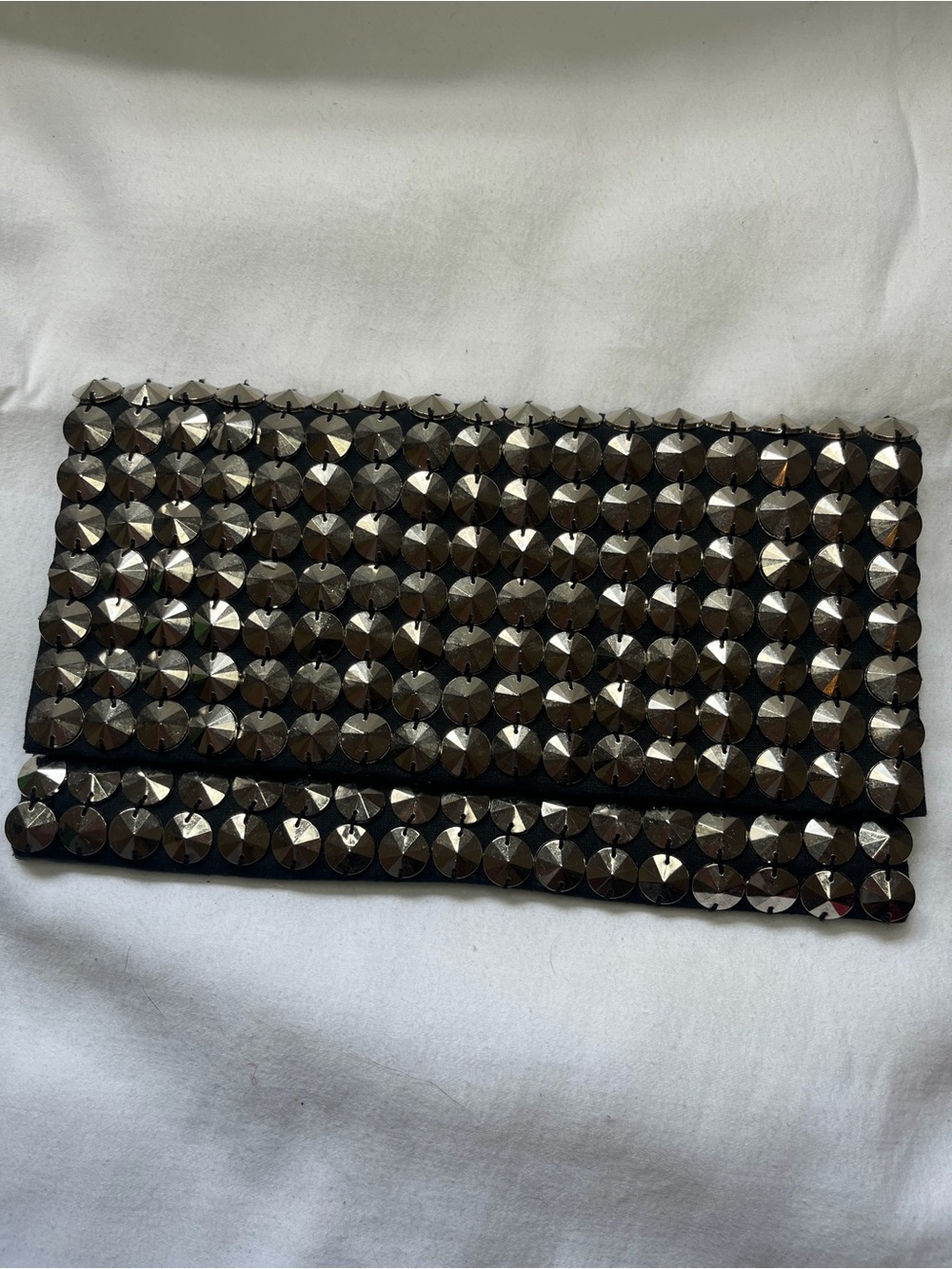 Studded Black Evening Clutch with Gunmetal Accents